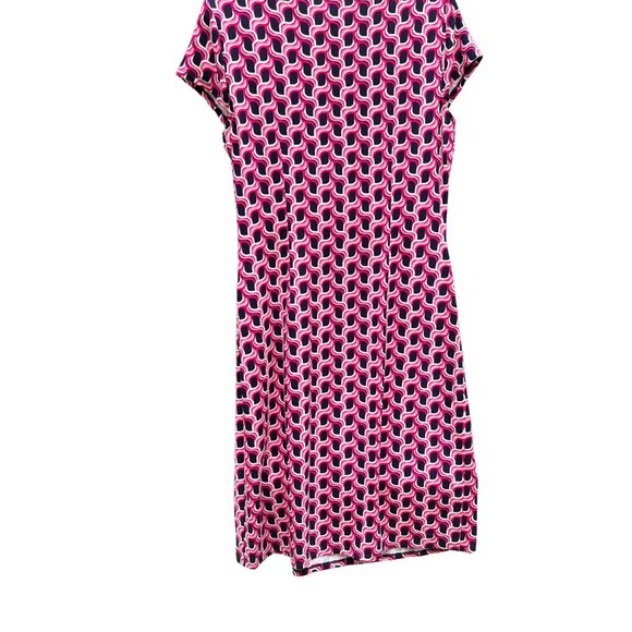 Talbot's Faux Wrap Dress Geometric Print Size M Black, Pink, White - Picture 2 of 5